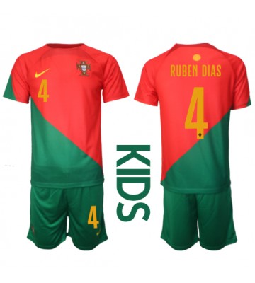 Maillot de foot le Portugal Ruben Dias #4 Domicile enfant Monde 2022 Manches Courte (+ pantalon court)